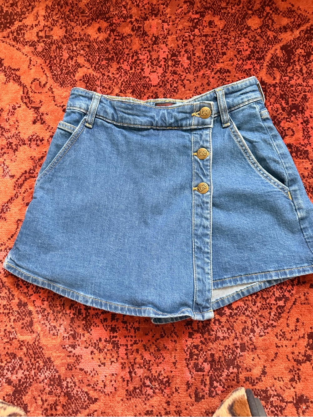 Lee Women's Blue Denim A-Line Skort with Front Button Detail